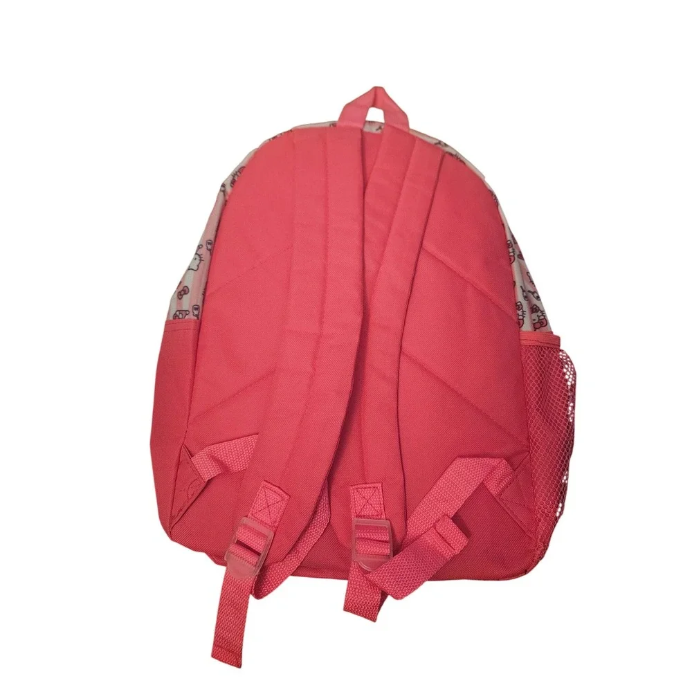 Sanrio Hello Kitty Pink Striped School Backpack Bag with Mesh Pocket
